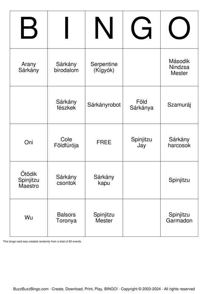 Ninjago Bingo Cards to Download, Print and Customize!