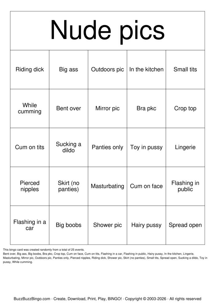 Download Free Nude Bingo Bingo Cards