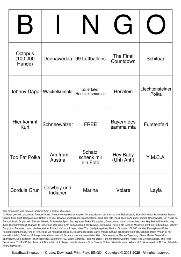 Download Free Oktoberfest Polka Titles Bingo Cards