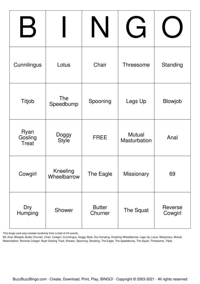 Download Free SEX positions Bingo Cards