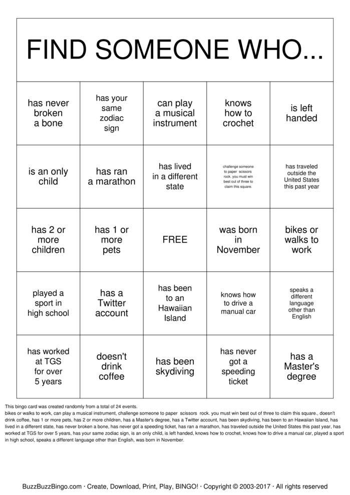 Download Free TGS Bingo Bingo Cards