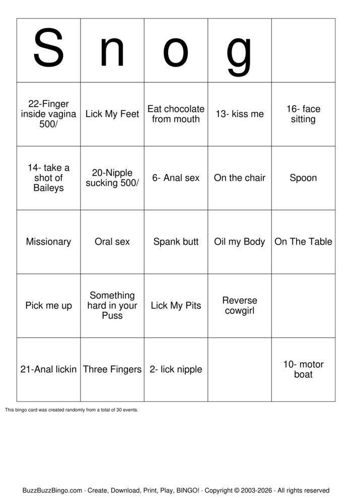 Download Free everything that involves sex bingo cards Bingo Cards