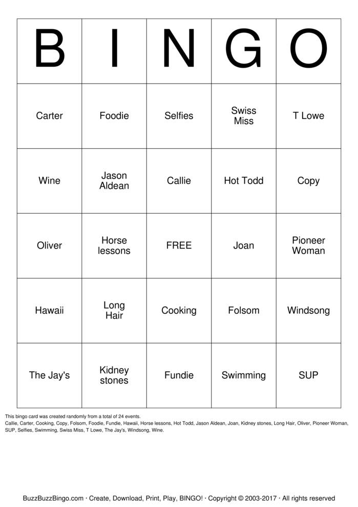 Download Free Custom Bingo Cards Download Free Custom Bingo Cards