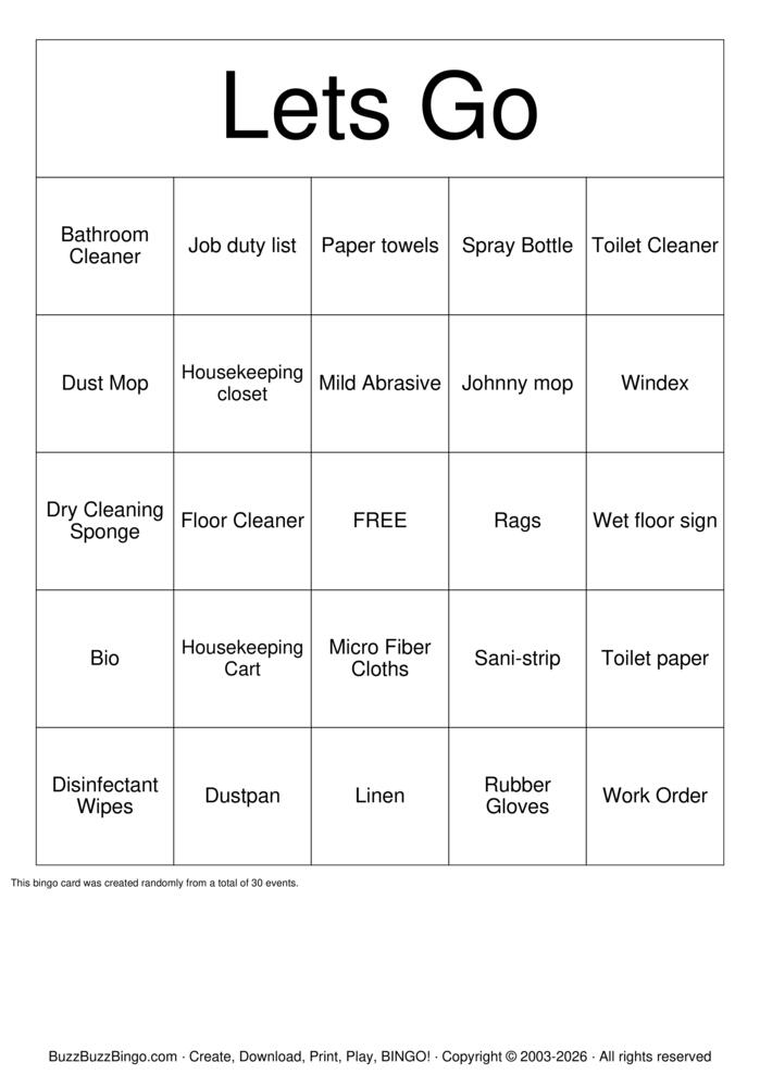 Download Free Environmental Services Week Bingo Cards