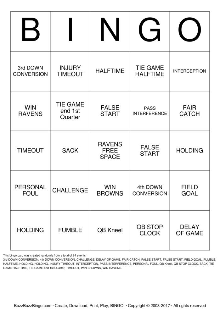 Football Bingo Cards to Download, Print and Customize!