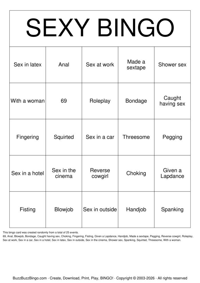 Download Free KINKY SEX BINGO Bingo Cards Download Free KINKY SEX BINGO Bingo Cards