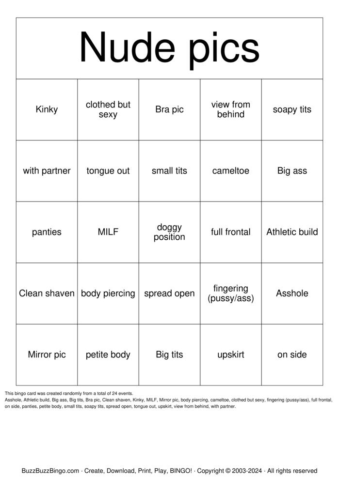 Nude Bingo Bingo Cards to Download, Print and Customize!