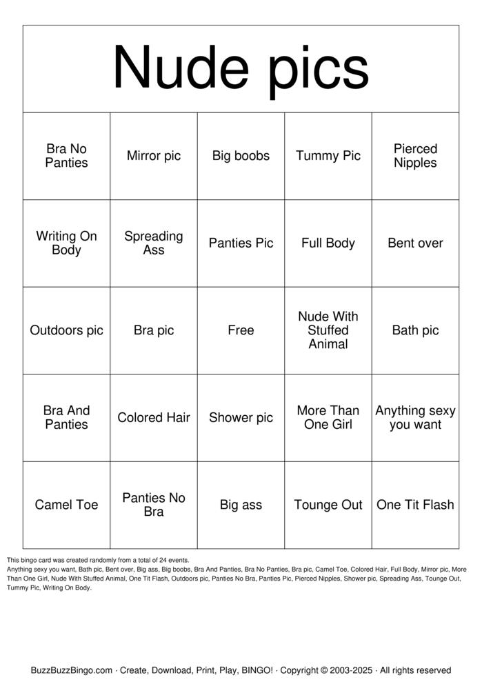 Download Free Nude Bingo Bingo Cards