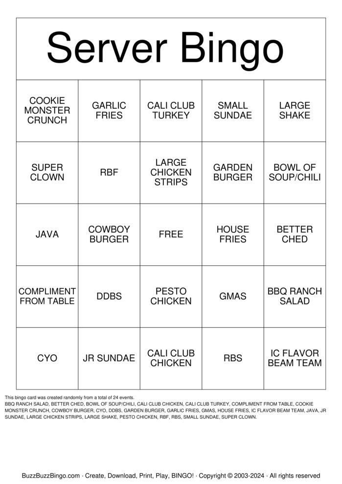 Download Free SERVER BINGO Bingo Cards Download Free SERVER BINGO Bingo Cards