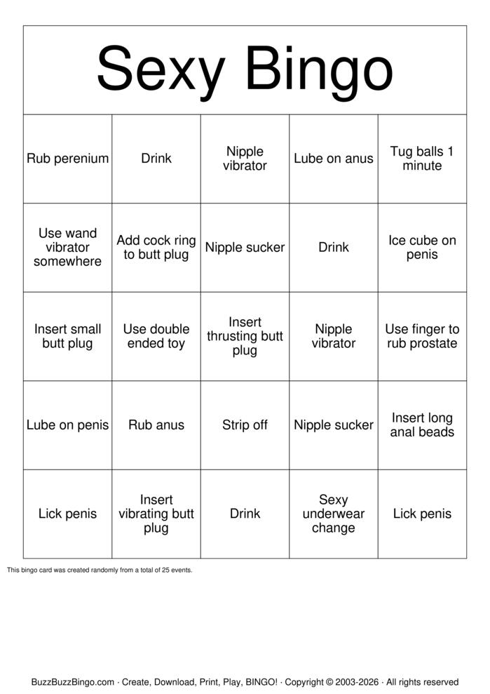Download Free Solo sex Bingo Cards