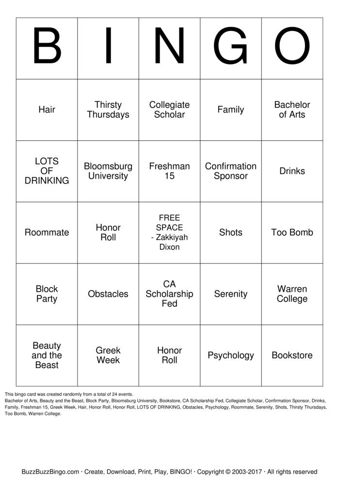 zakkiyah dixon graduation bingo cards to download print and customize