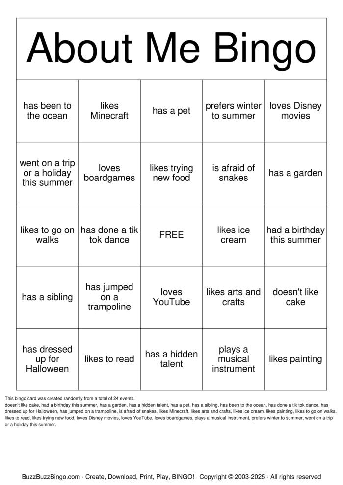 Download Free About Me Bingo Bingo Cards Download Free About Me Bingo Bingo Cards