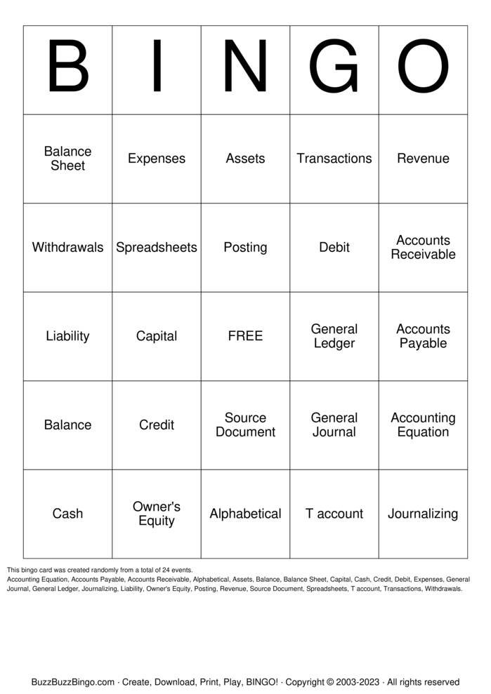 Download Free Accounting Bingo Cards