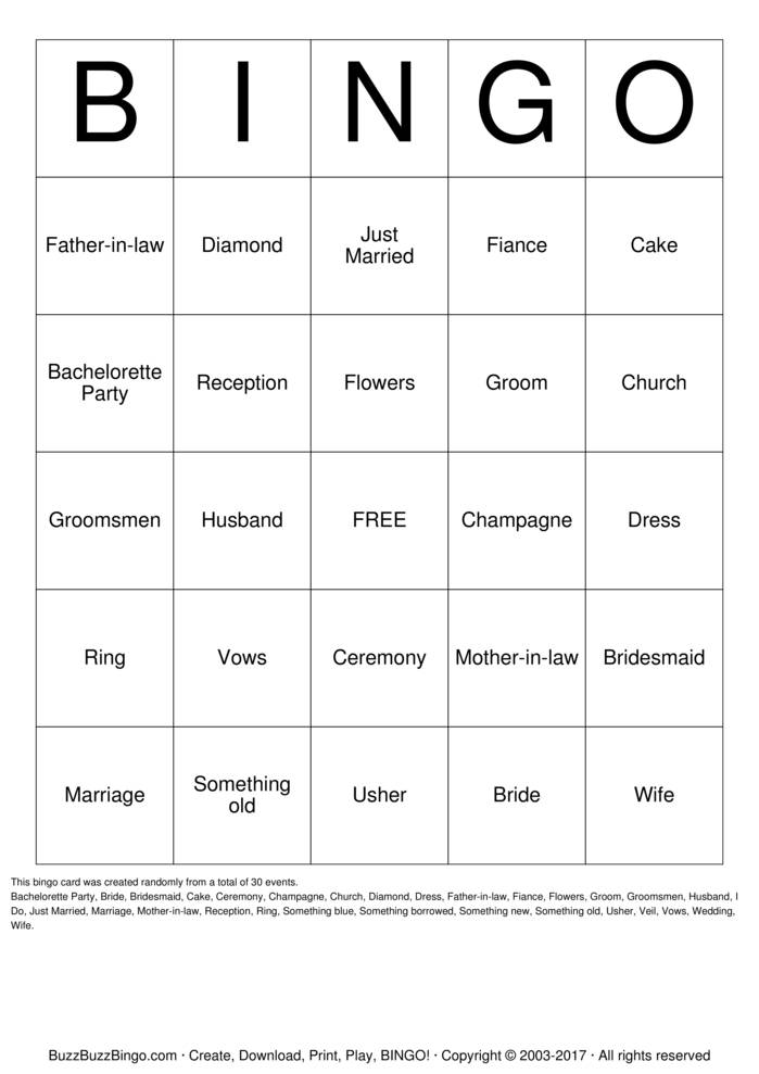 Bridal Shower Bingo Cards to Download, Print and Customize!