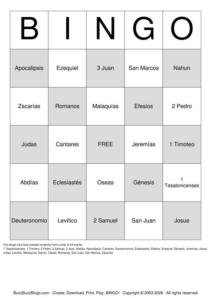 Download Free Custom Bingo Cards