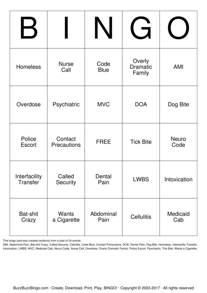 Download Free ED  Bingo Cards