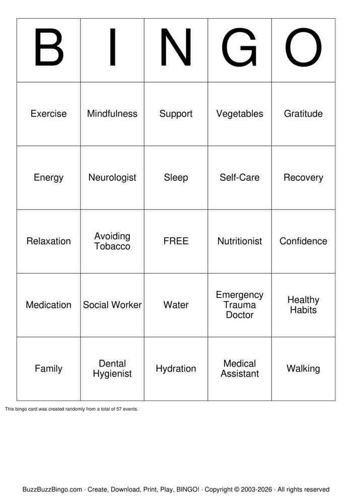 Download Free Health Care Careers Bingo Cards Download Free Health Care Careers Bingo Cards
