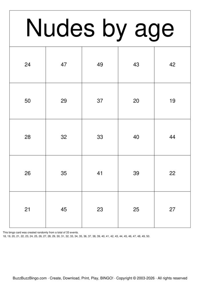 Download Free Nude Bingo Bingo Cards