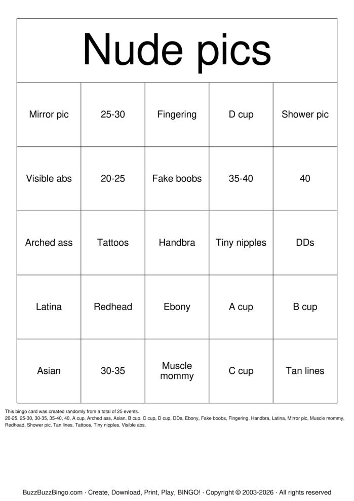Download Free Nude Bingo Bingo Cards