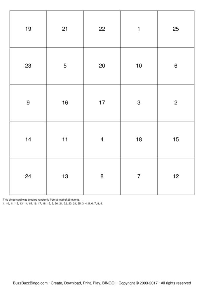Numbers 1-50 Bingo Cards to Download, Print and Customize!