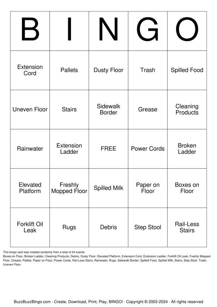 Download Free Safety Bingo Cards