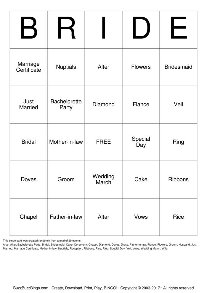 Bridal Shower Bingo Cards to Download, Print and Customize!