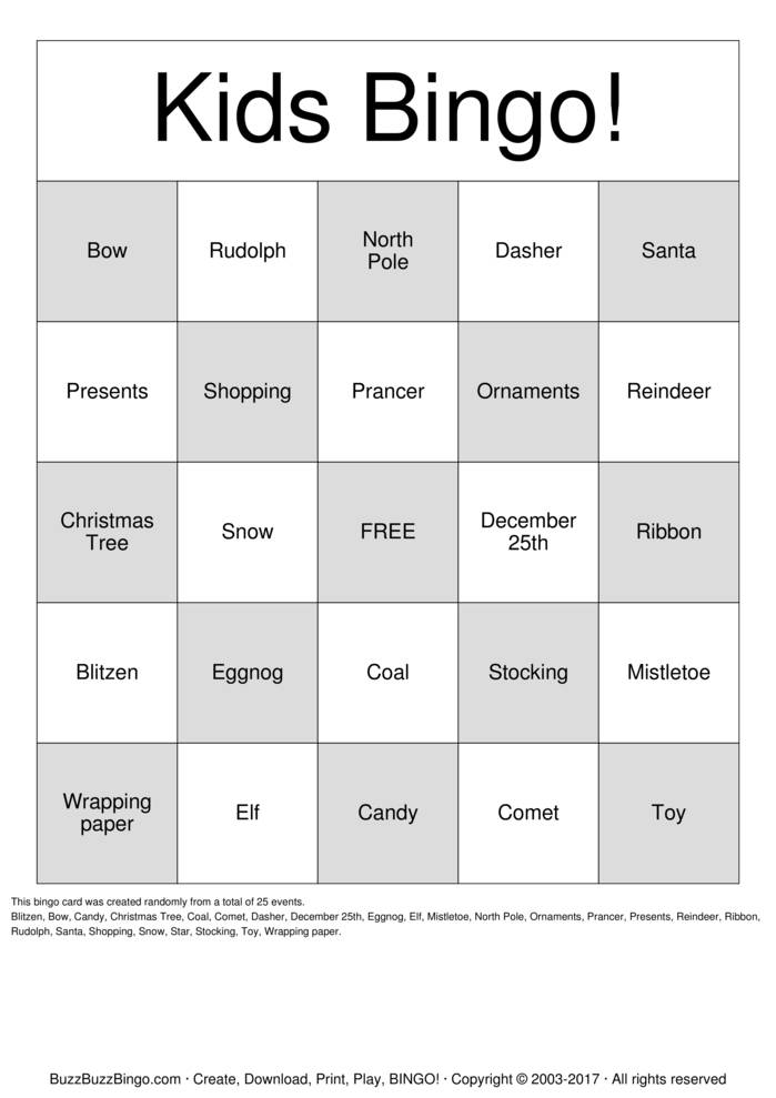 Download Free Christmas Bingo Cards