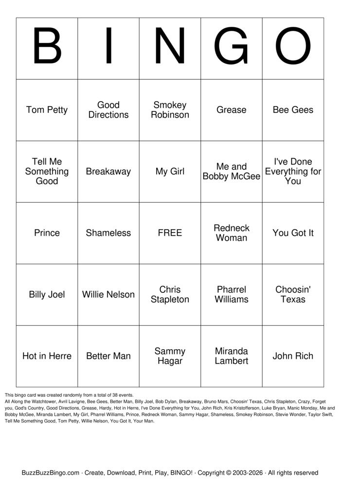 Download Free Custom Bingo Cards