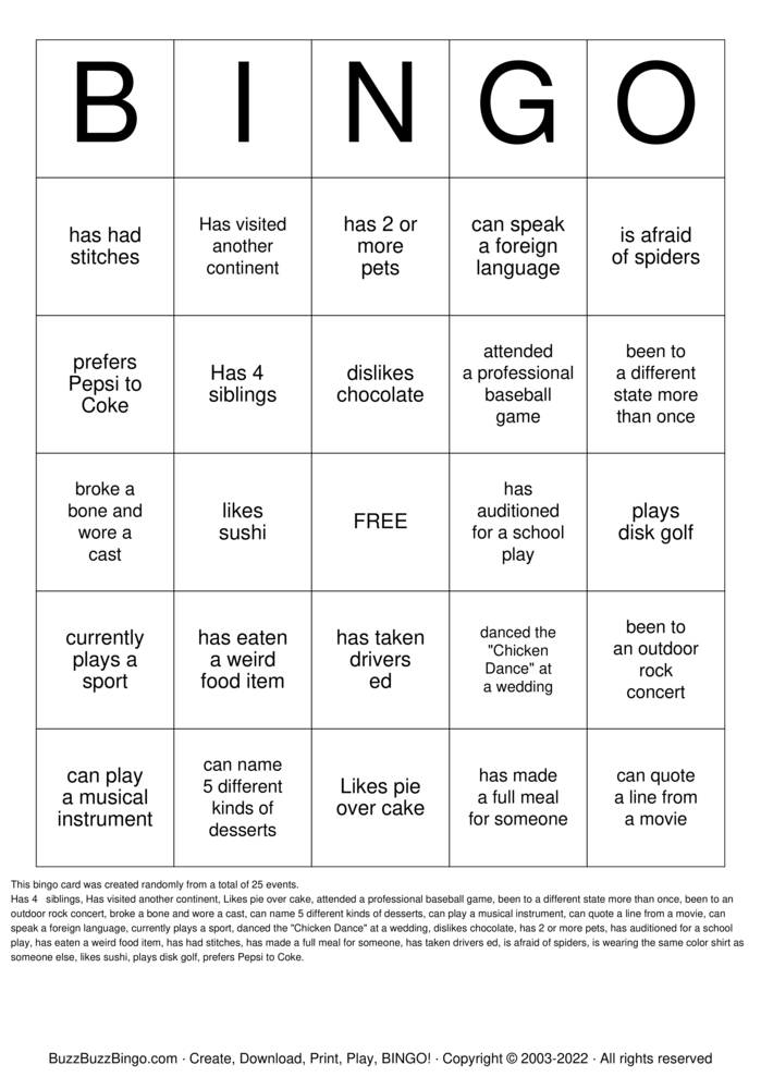Download Free Find Someone Who... Bingo Cards