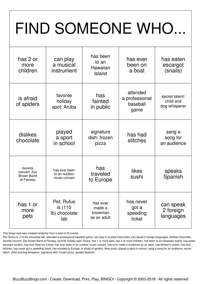 Download Free Getting to Know you! Bingo Cards