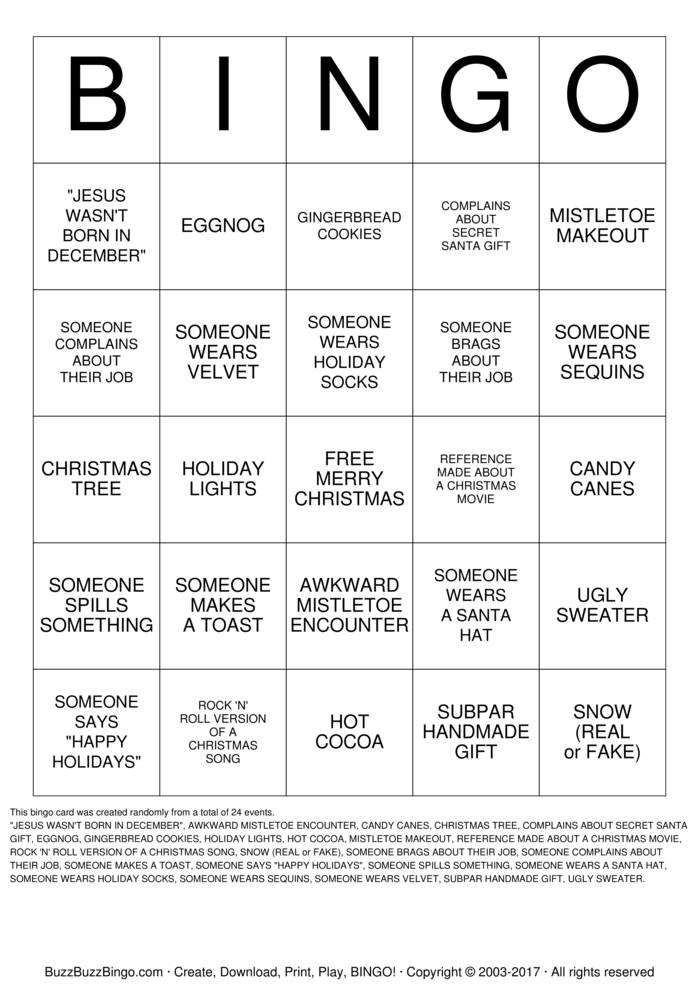 HOLIDAY PARTY BINGO Bingo Cards to Download, Print and Customize!