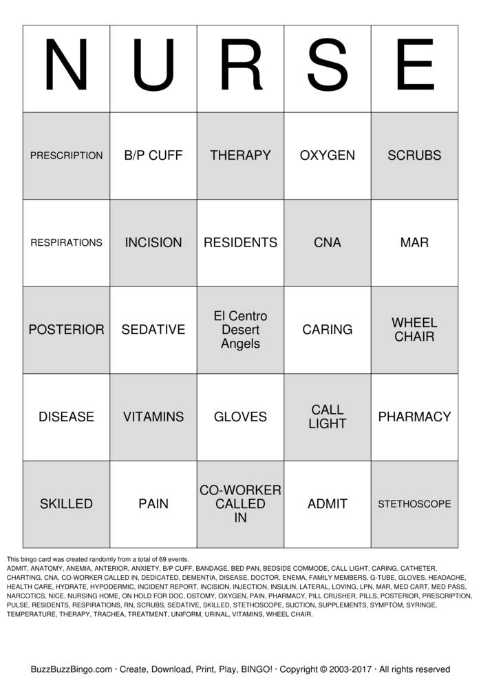 Download Free Home Health Nurse Bingo Cards