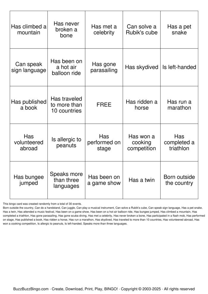 Download Free Mingle Match Bingo Cards