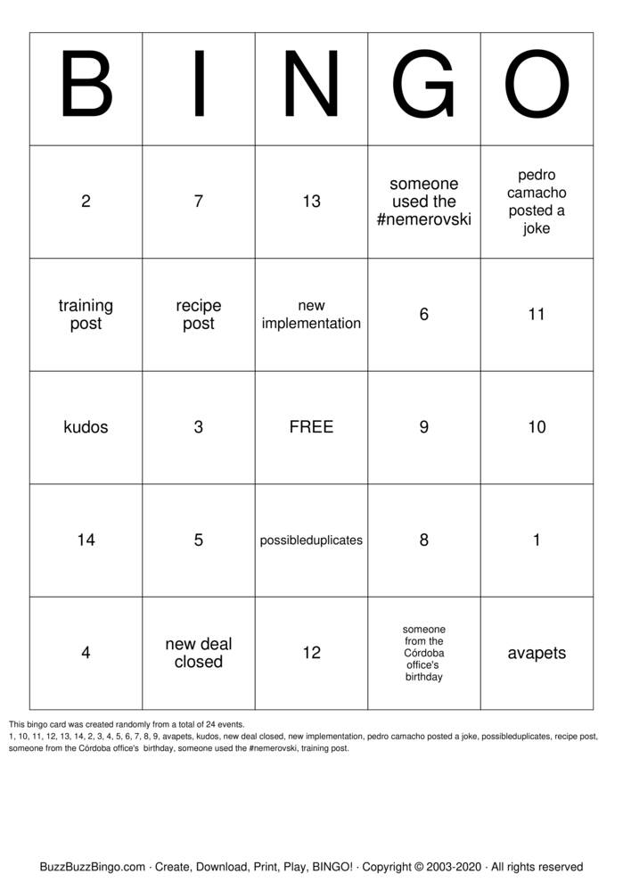 Download Free Office Bingo Cards