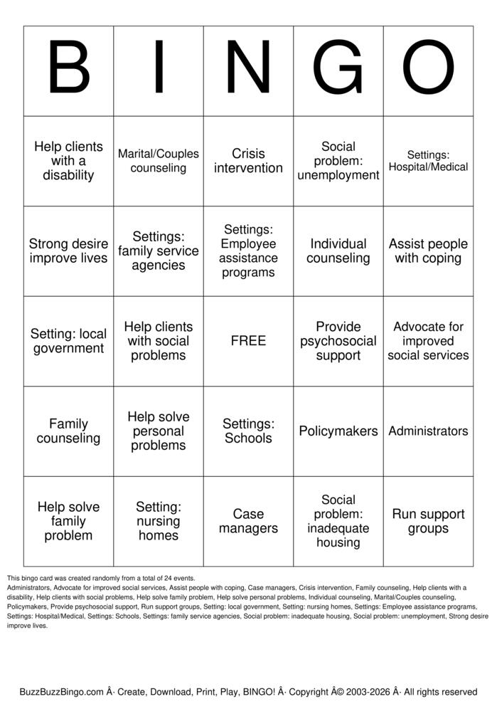 Download Free self-Advocacy Bingo Cards