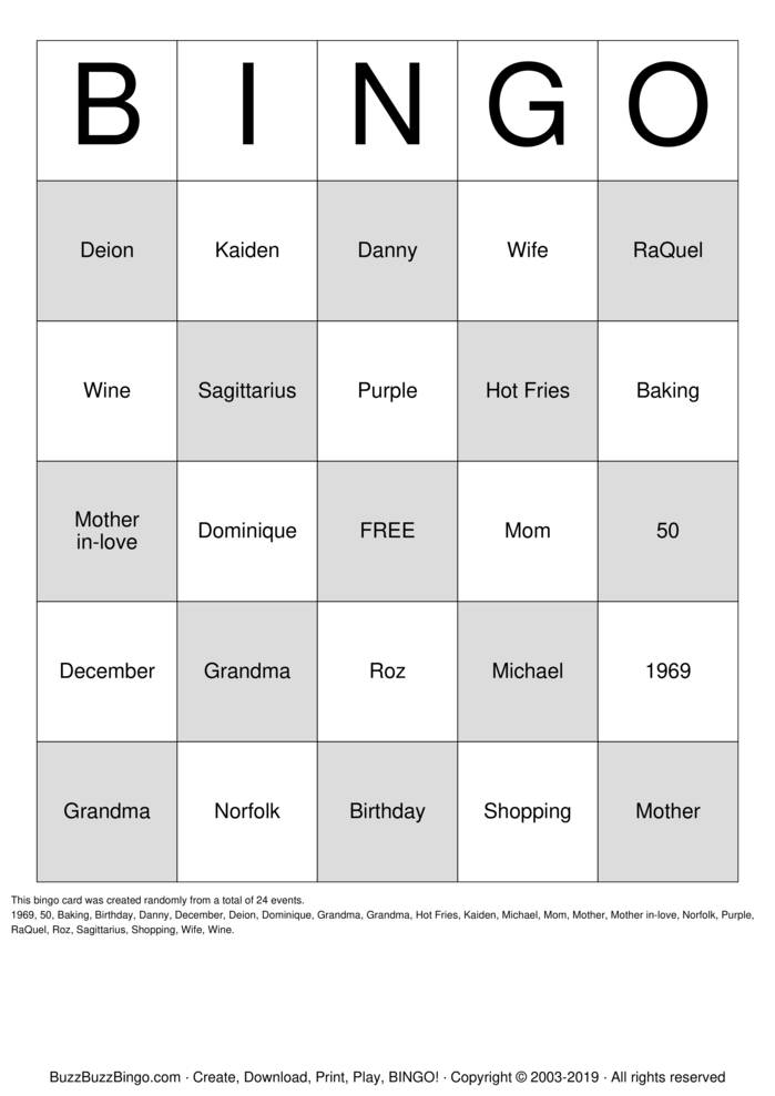 Download Free 50th Birthday  Bingo Cards