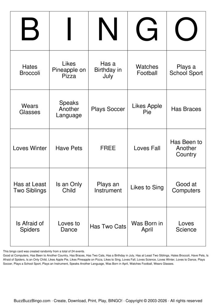 Download Free Buddy Bingo Bingo Cards