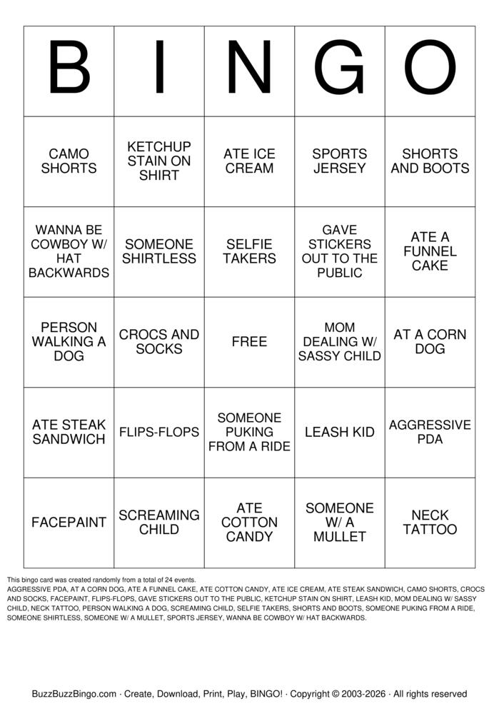 Download Free COUNTY FAIR BINGO THE FUN SIDE Bingo Cards Download Free COUNTY FAIR BINGO THE FUN SIDE Bingo Cards