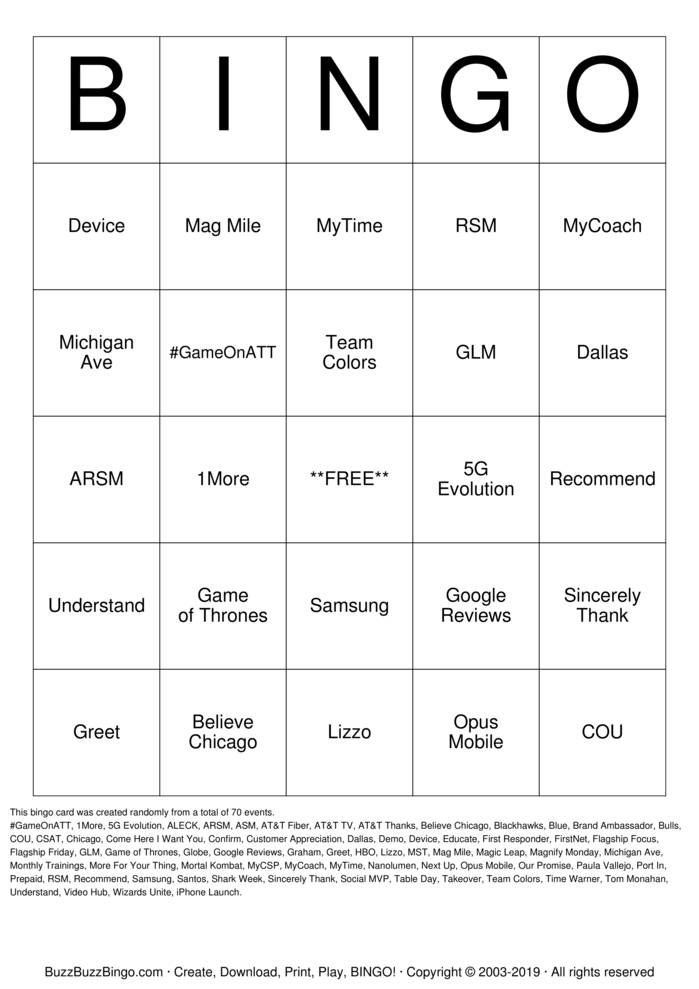 Download Free Chicago Flagship Bingo Cards