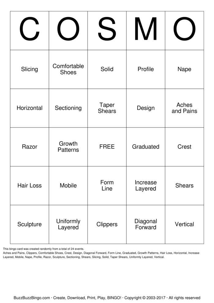 Download Free Cosmetology Bingo Cards Download Free Cosmetology Bingo Cards