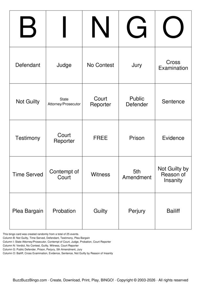 Download Free Court Competency Bingo Cards