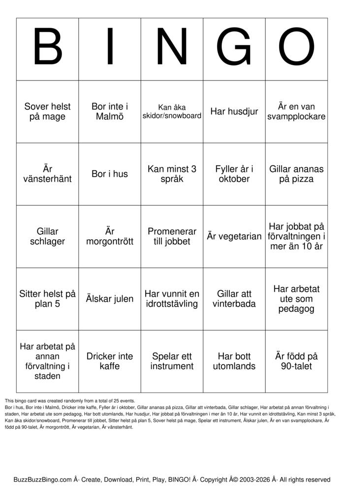 Download Free Custom Bingo Cards
