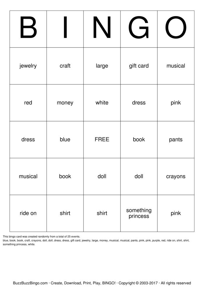 Download Free Lily\'s 4! Bingo Cards