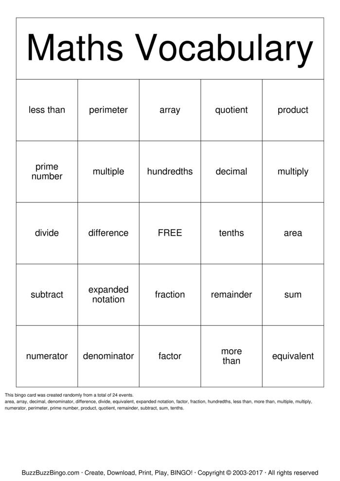 Math Bingo Cards to Download, Print and Customize!