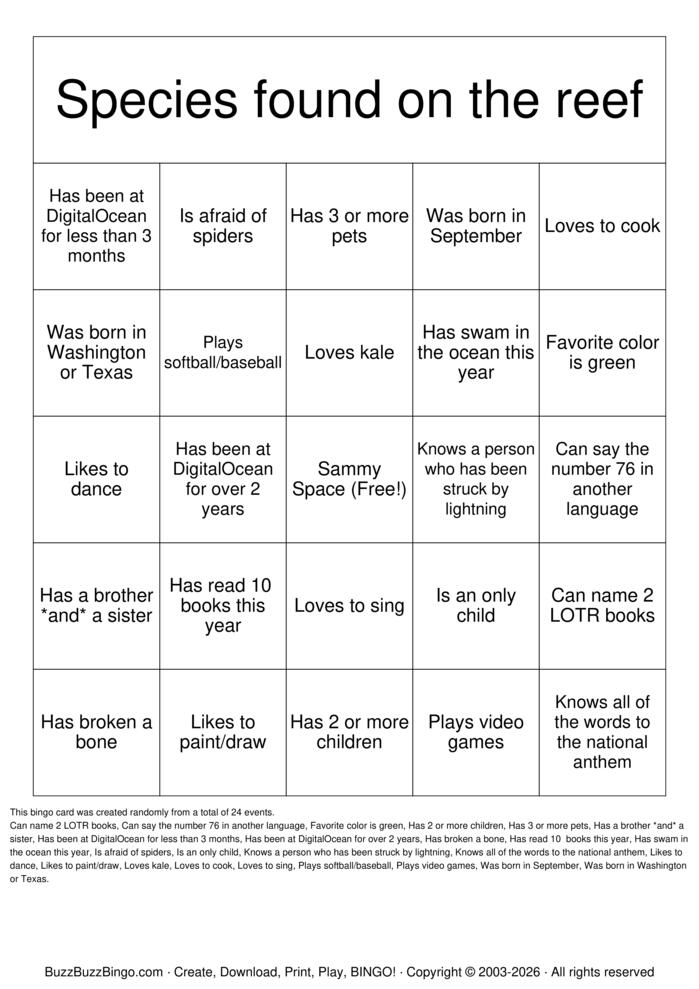 Download Free Reef Retreat Bingo Bingo Cards