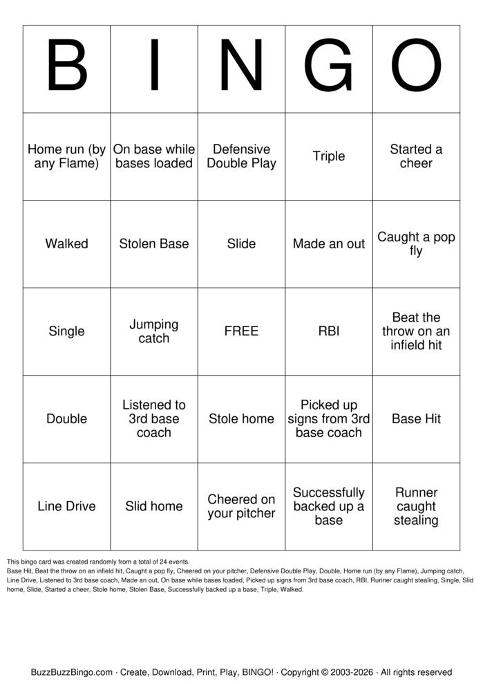 Download Free Softball Bingo Bingo Cards Download Free Softball Bingo Bingo Cards
