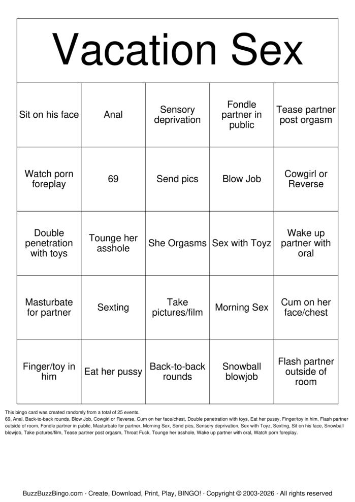 Download Free Vacation Sex Bingo Cards Download Free Vacation Sex Bingo Cards