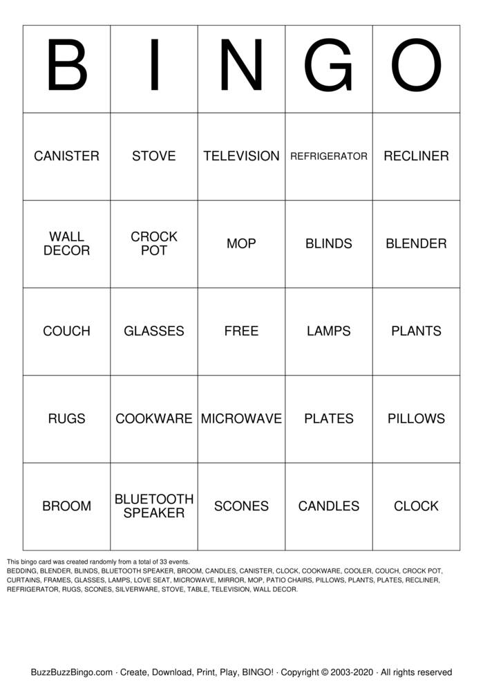 housewarming Bingo Cards to Download, Print and Customize!