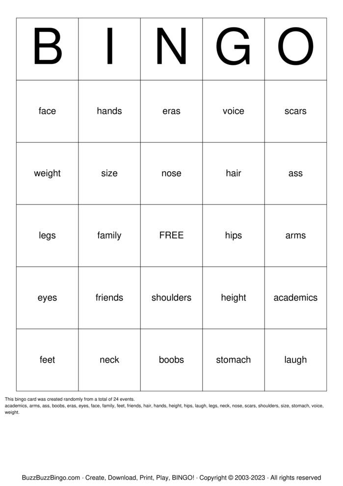 Download Free insecurity Bingo Cards