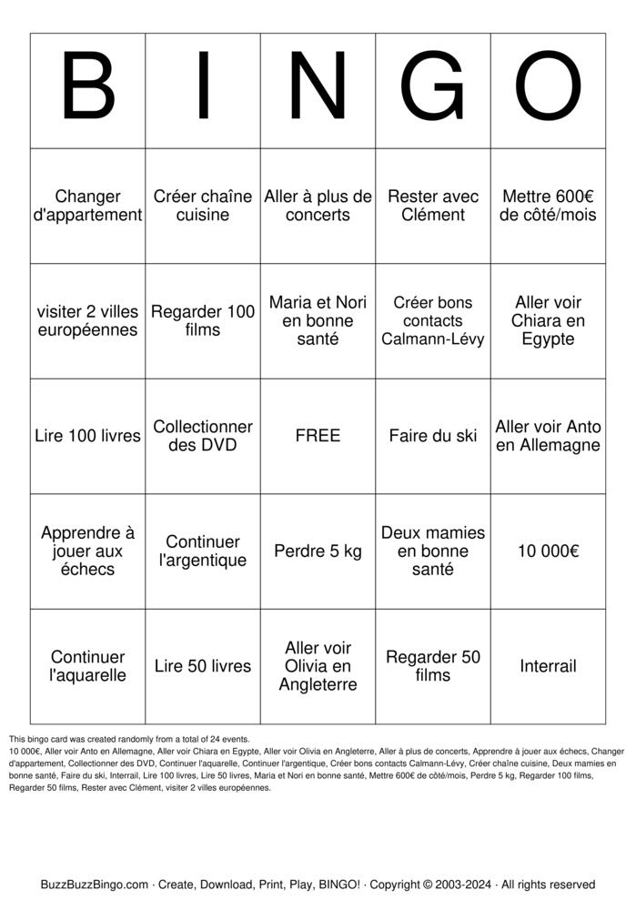 2025! Bingo Cards to Download, Print and Customize!
